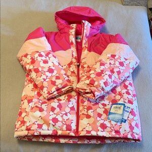 Columbia Pink & Light Pink Floral-Print Girls' Puffer Jacket with Hood